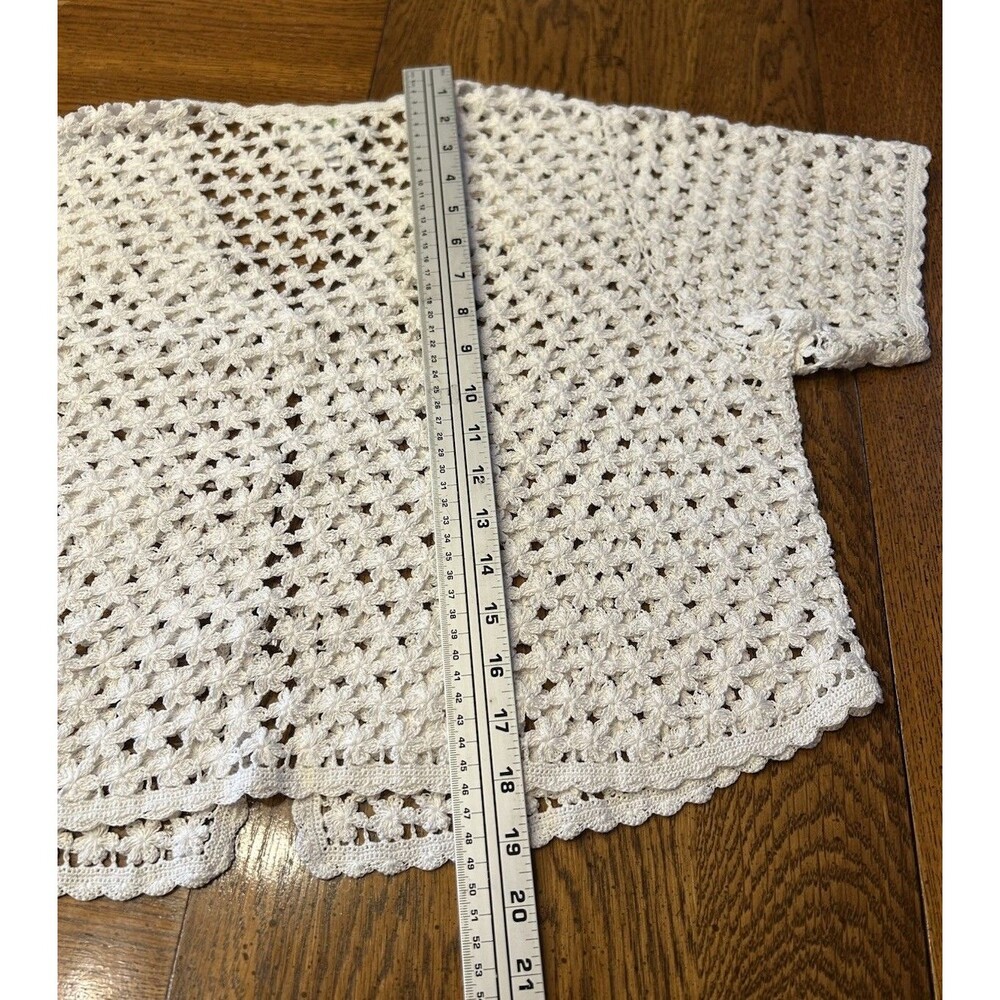 Vintage April Cornell Crochet Sweater Cardigan Sz Medium Cottagecore Dainty Boho - Picture 8 of 12